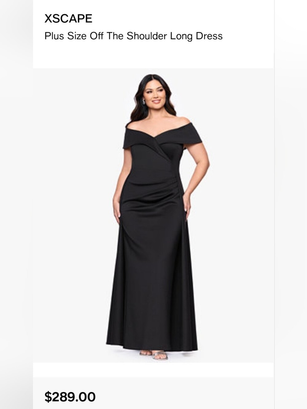 Xscape Black Off-the-Shoulder Maxi Gown